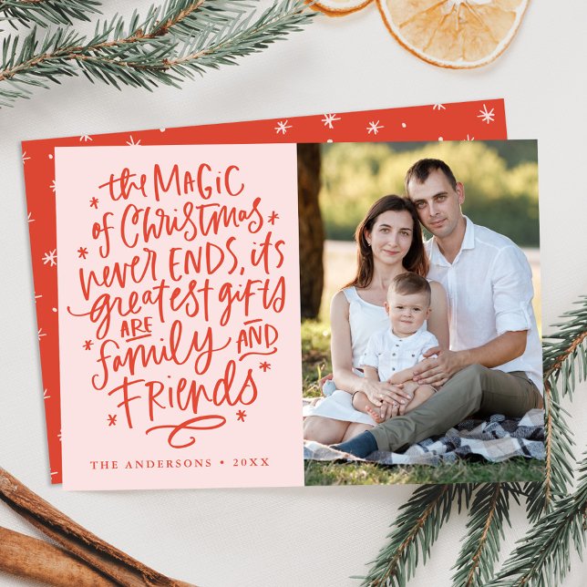 The Magic of Christmas Blush and Orange Photo Holiday Card (Creator Uploaded)