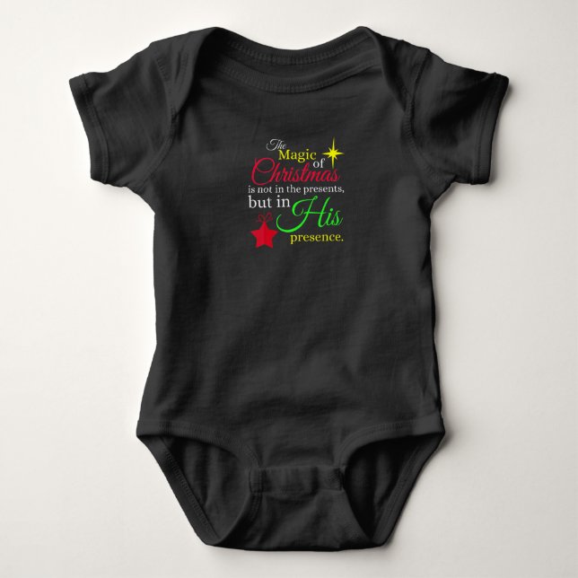 THE MAGIC OF CHRISTMAS  Christian Jesus Birth   T- Baby Bodysuit (Front)