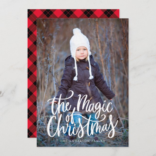 The Magic of Christmas Typography Overlay Photo Holiday Card (Front/Back)