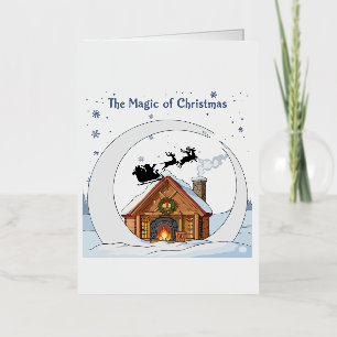 The Magic of Christmas Whimsical Santa Sleigh  Foil Greeting Card