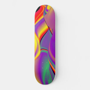 The Magic of Colors , Abstract 3D Rainbowart Skateboard