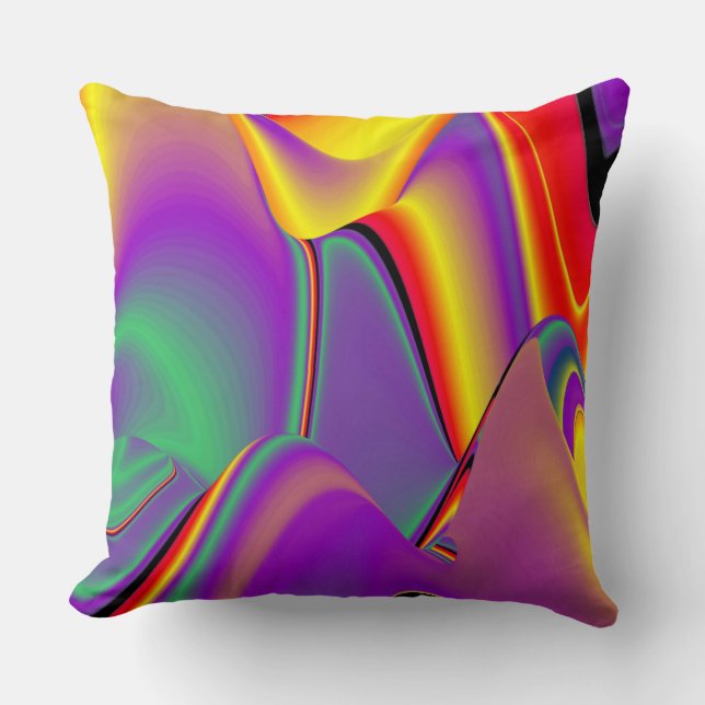 The Magic of Colours Abstract 3D Rainbowart Cushion (Front)