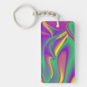 The Magic of Colours , Abstract 3D Rainbowart Key Ring