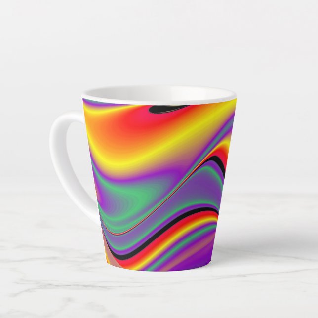 The Magic of Colours , Abstract 3D Rainbowart Latte Mug (Left Angle)