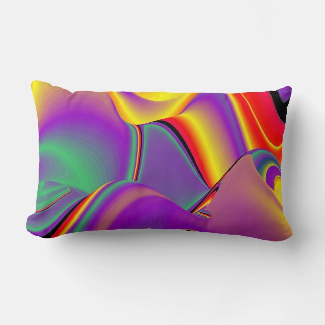 The Magic of Colours Abstract 3D Rainbowart Lumbar Cushion (Front)