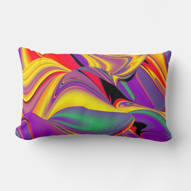 The Magic of Colours Abstract 3D Rainbowart Lumbar Cushion (Front)