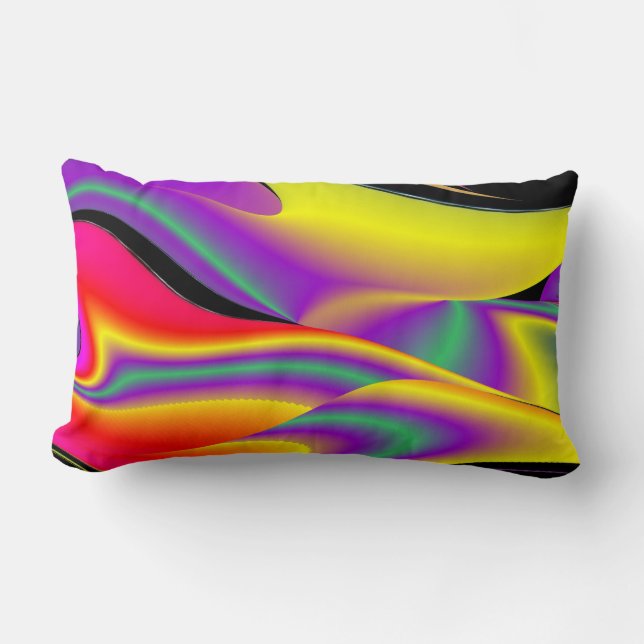 The Magic of Colours Abstract 3D Rainbowart Lumbar Cushion (Front)