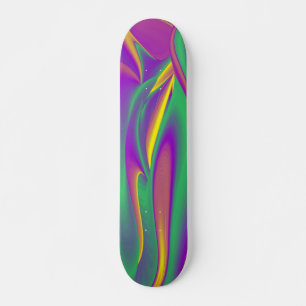 The Magic of Colours , Abstract 3D Rainbowart Skateboard