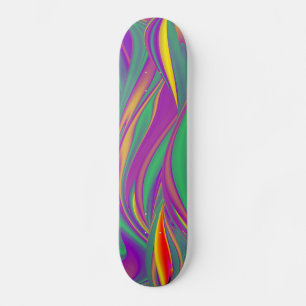 The Magic of Colours , Abstract 3D Rainbowart Skateboard