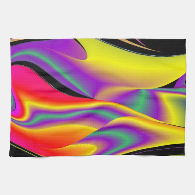 The Magic of Colours , Abstract 3D Rainbowart Tea Towel (Horizontal)