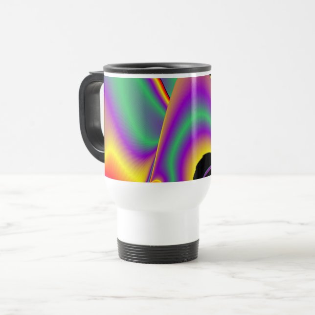 The Magic of Colours , Abstract 3D Rainbowart Travel Mug (Front Left)