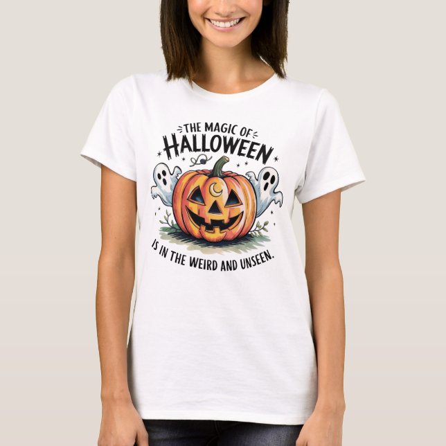 The Magic of Halloween Pumpkin Ghost T-Shirt (Front)