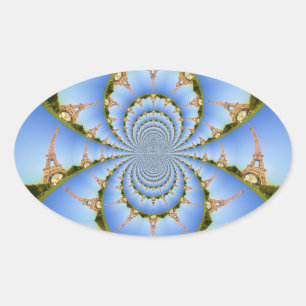 The Magic of Paris: Geometric Eiffel Tower Design Oval Sticker