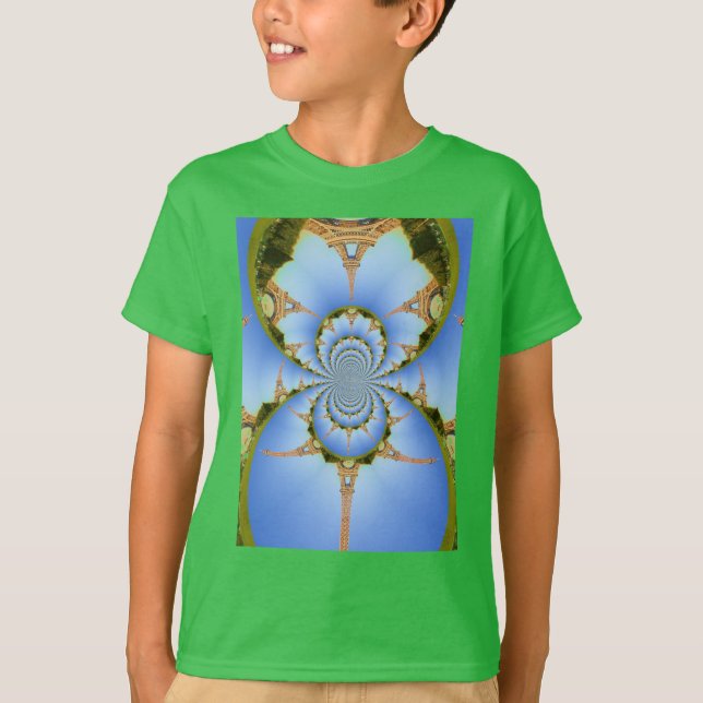The Magic of Paris: Geometric Eiffel Tower Design T-Shirt (Front)