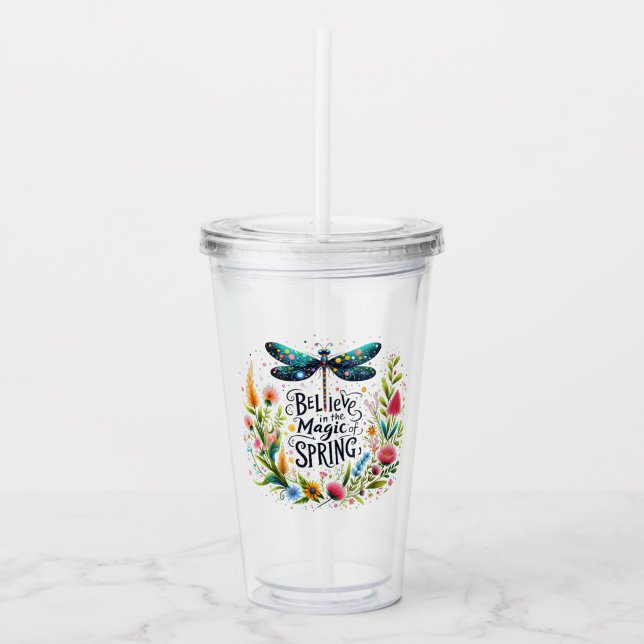 The Magic of Spring floral Acrylic Tumbler (Front)