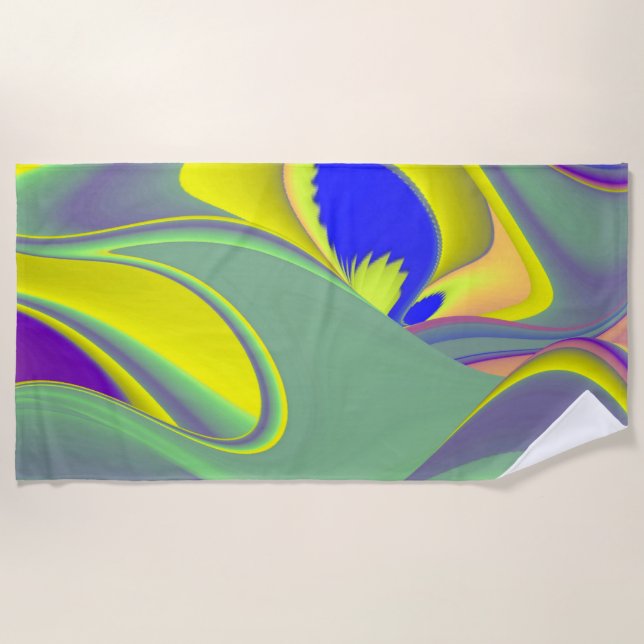 The Magic of Summer , Abstract 3D Art Beach Towel (Front)