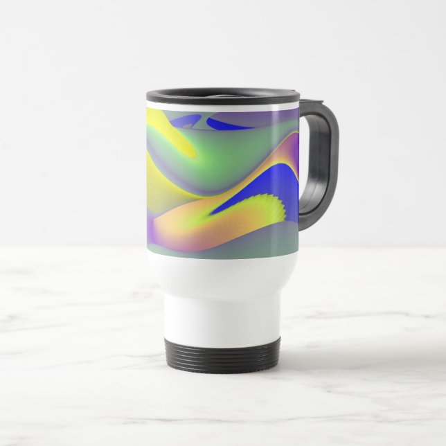 The Magic of Summer , Abstract 3D Art Travel Mug (Front Right)