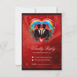 The magic of the moment: elegant gay silhouettes RSVP card