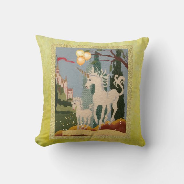 THE MAGIC OF UNICORNS AND NEEDLEPOINT CUSHION (Front)