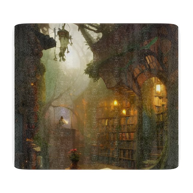 The Magical Bookstore Fantasy Art  Cutting Board (Front)