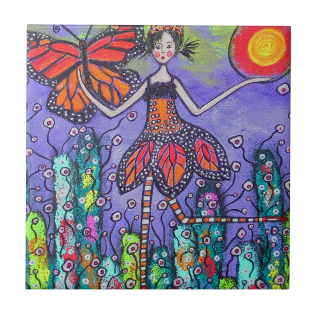 The Magical Monarch Girl and Butterfly Tile (Front)