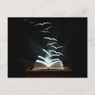 The magical world of reading postcard