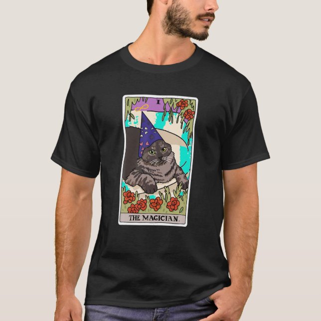 The Magician Cat Tarot Card Rider Waite Deck Hallo T-Shirt (Front)