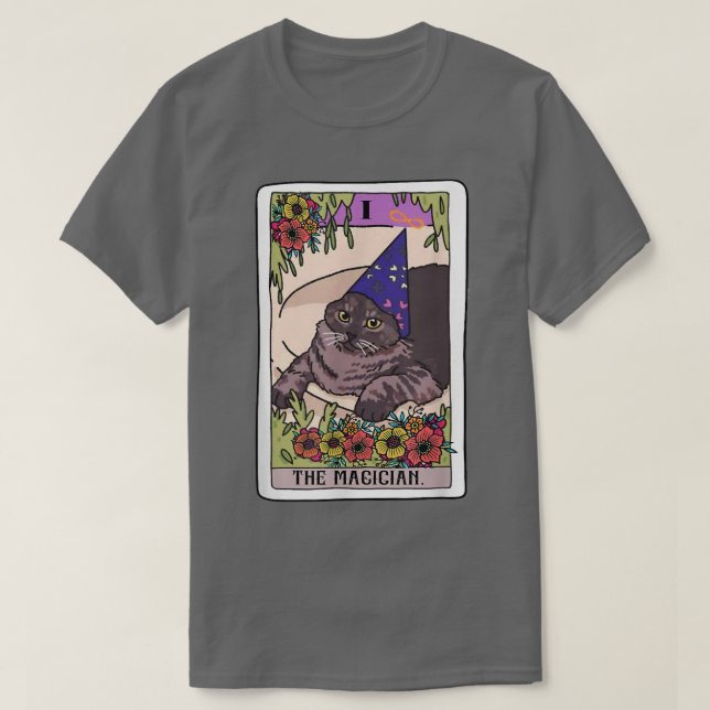 The Magician Tarot Card Funny Cat Lover Wizard Mag T-Shirt (Design Front)