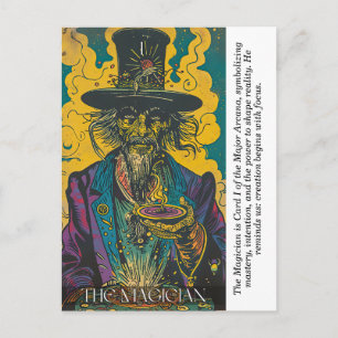 The Magician Tarot Vintage Mystical Major Arcana Postcard