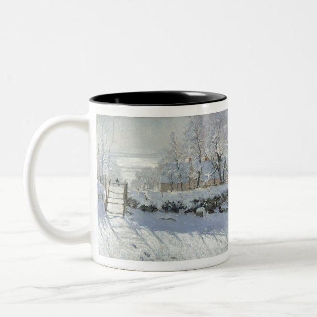 The Magpie by Claude Monet Two-Tone Coffee Mug (Left)