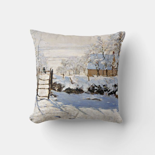 The Magpie, famous fine art painting Cushion (Front)