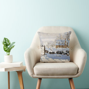 The Magpie, famous fine art painting Throw Pillow
