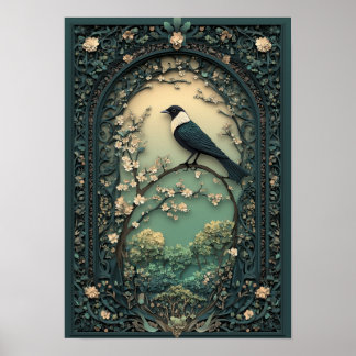 The Magpie | Spring Day Forest Art Poster