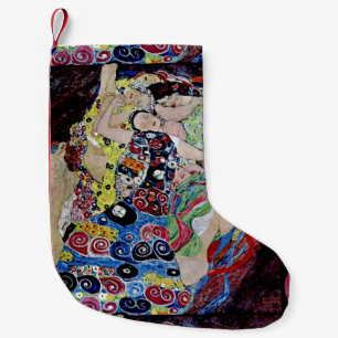 The maiden by Gustav Klimt,art nouveau,art deco,vi Small Christmas Stocking
