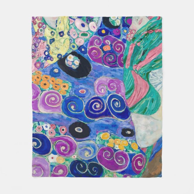 The Maiden by Gustav Klimt Fleece Blanket (Front)