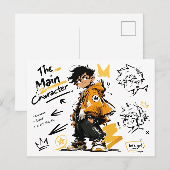 The Main Character Anime Style Cool Art Postcard (Front/Back)