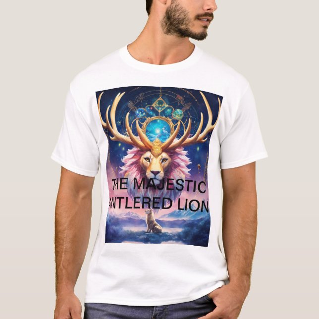 THE MAJESTIC ANTLERED LION T-Shirt (Front)