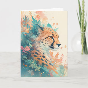 The Majestic Cheetah in Bloom Card