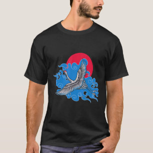 The Majestic Crane Japanese Crane Bird Illustratio T-Shirt