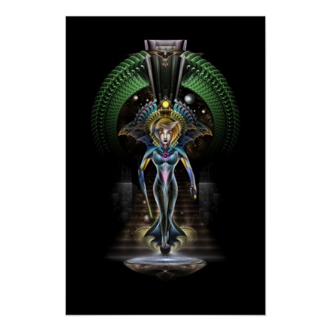 The Majesty Of Trilia Fractal Fantasy Portrait BLK Poster (Front)