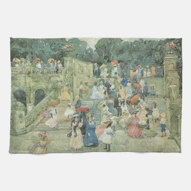 The Mall, Central Park by Maurice Prendergast Tea Towel (Horizontal)