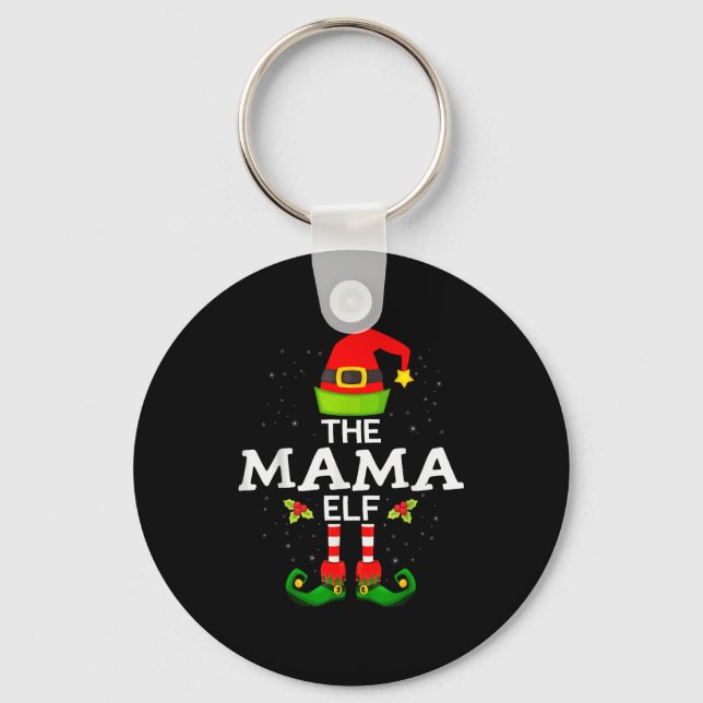 The Mama Elf Christmas Family Matching Pajama  Key Ring (Front)