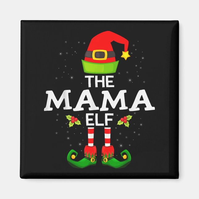 The Mama Elf Christmas Family Matching Pajama  Magnet (Front)