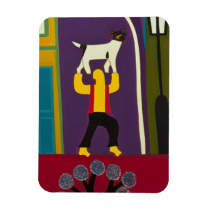 The Man and his dog every day in Portobello Road Magnet