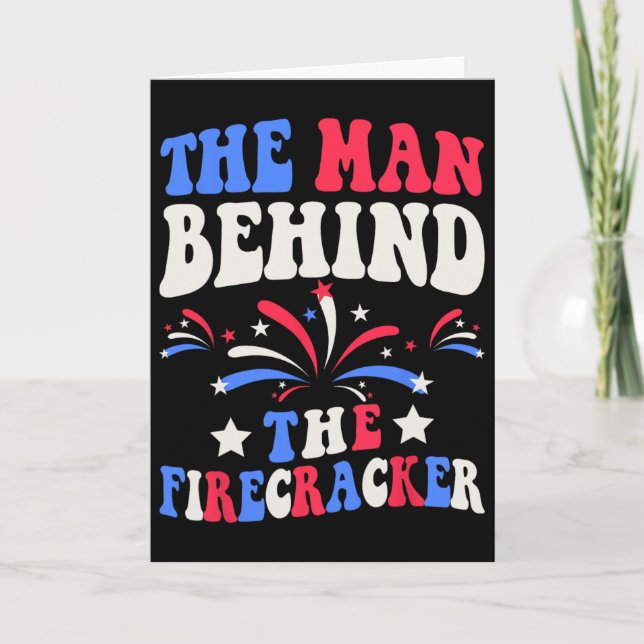 The Man Behind The Firecracker 4th Of July Gender  Card (Front)