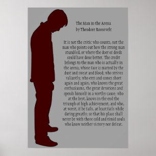 The Man in the Arena Burgundy and Grey 20 X 28 Poster