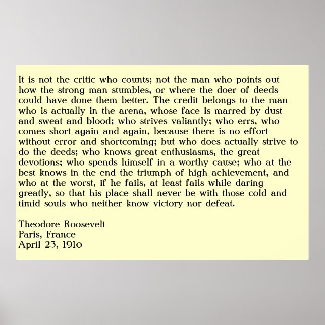 The Man In The Arena Poster (Front)