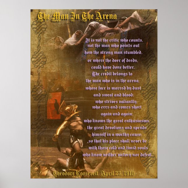 "The man in the arena" Theodore Roosevelt Poster (Front)
