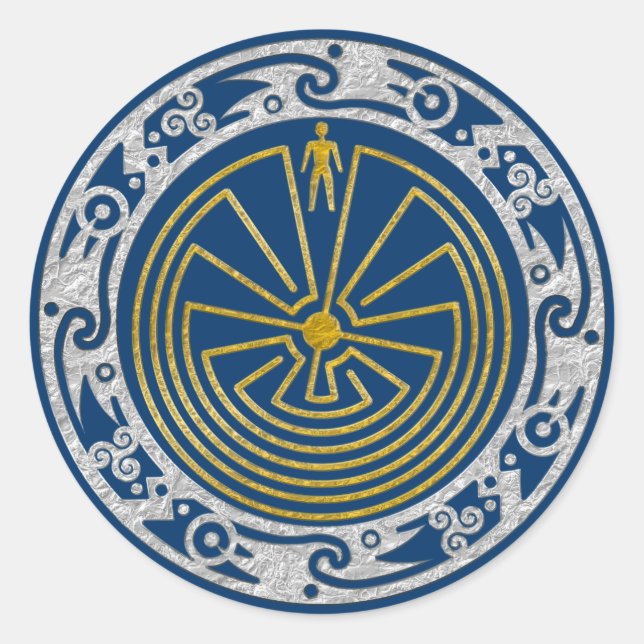 The Man in the Maze - Ornament gold silver Classic Round Sticker (Front)