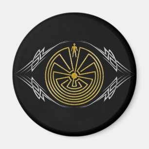 The Man in the Maze - Tribal gold silver Magnet